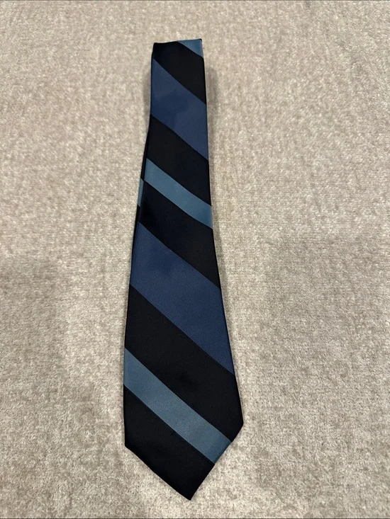 Mens Blue and Black Diagonal Stripe Tie
