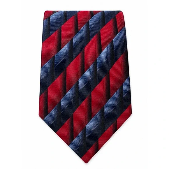 San Lorenzo 100% Silk Tie Red Navy Geometric Wide 4