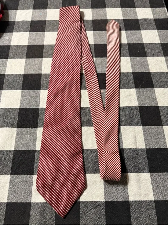 Tommy Hilfiger Red and White Micro-Stripe Tie