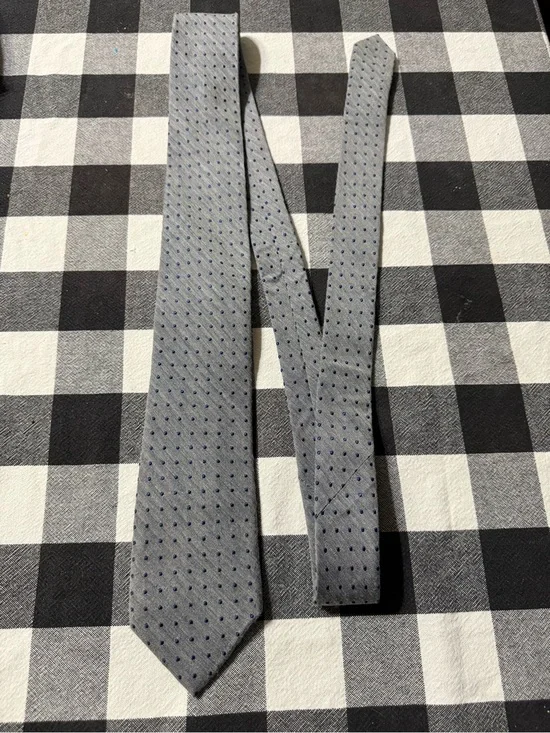 Tommy Hilfiger Light Gray Tie with Navy Microdots