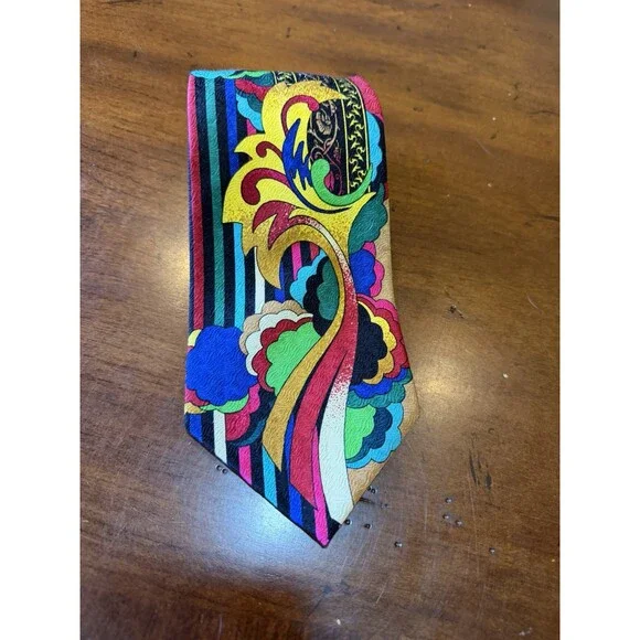 Vintage Electric Neckwear Power Line Necktie Tie 100% Silk Multi Color.