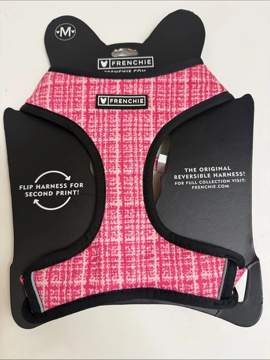 NWT Frenchie Reversible Dog Harness - Pink Pattern