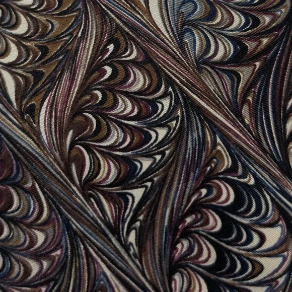 Bellini Mens Marbled Feather Silk Necktie OS Brown Burgundy Blue