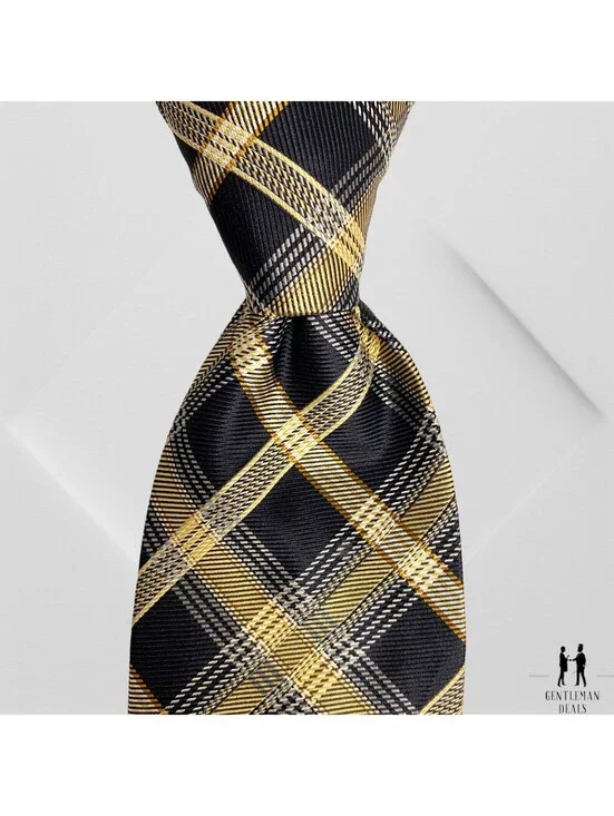 Burma Bibas Silk Mens Neck Tie Woven Tartan Glen Check Plaid  59 x3.3/4