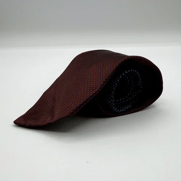 Tommy Hilfiger Men Silk‎ Tie Brown Orange Blue Geometric Pattern Made in USA