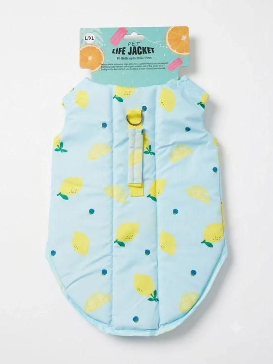 Lemon-patterned pet life jacket