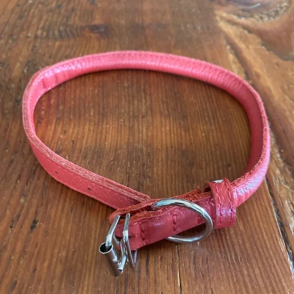 NWOT Rolled Leather Dog Collar in Red