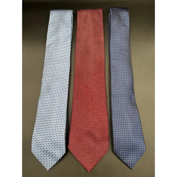 Set of 3 Mens Neck Ties Blue Burgundy Tommy Hilfiger English Laundry Umo Lorenzo