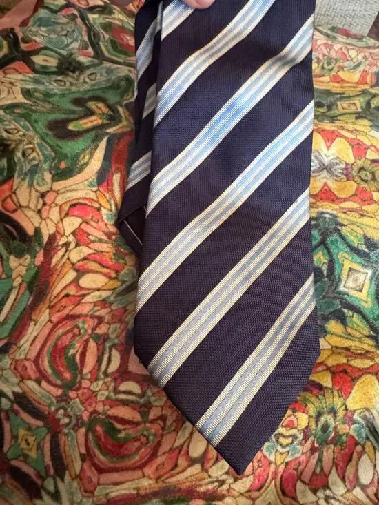 Corneliani Blue Striped Silk Tie Luxury Designer Neck Tie Made in Italy