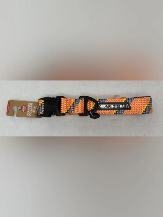 Arcadia Trail Rope Paracord Dog Collar Large-Fits 17”-26” Neck, Orange Blue