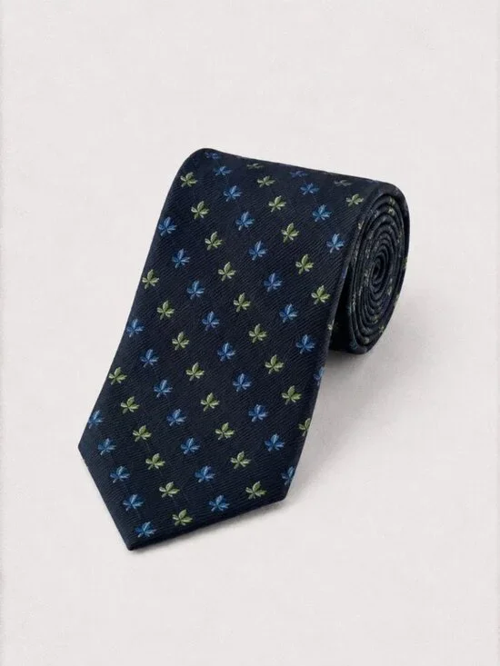 Berend Dewitt 100% Silk Necktie 5 Fingers Leaf Print German Designer Luxury Tie