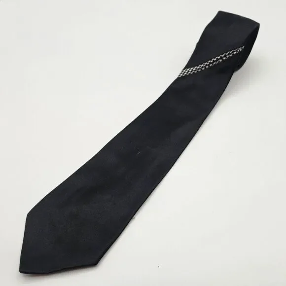 Gino Paoli Collezione Splendido Silk Men's Tie Black Checkered Accent Italy 3.5