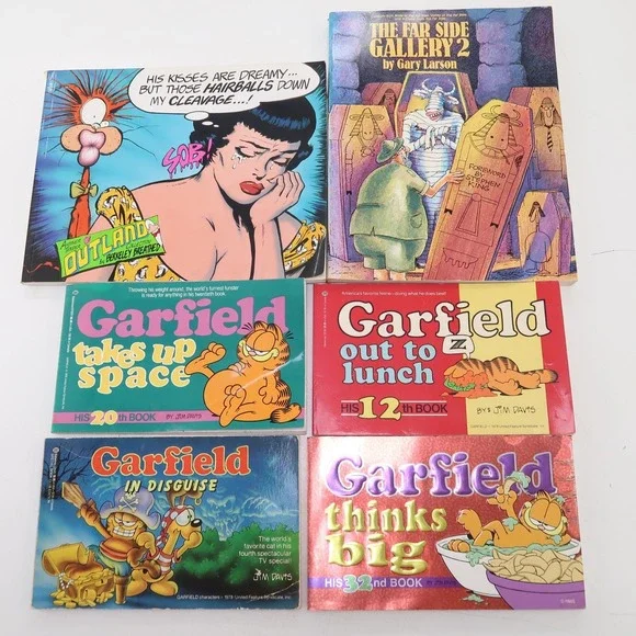 Vintage Garfield, Far Side, Outland Berkeley Breathed Comic Book Lot Of 6