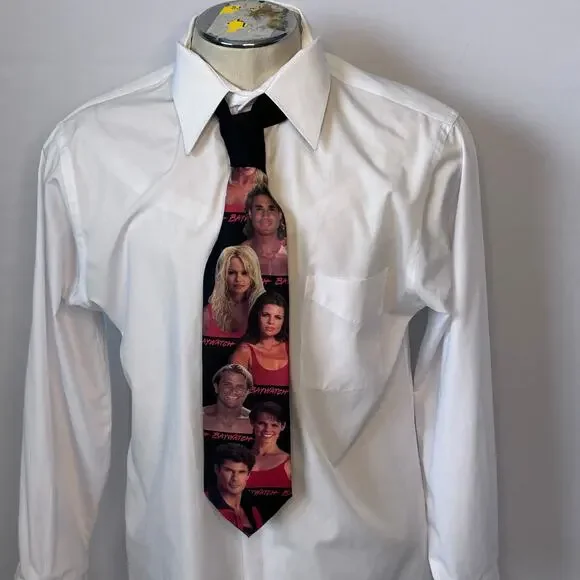 Vintage Baywatch Ralph Marlin Novelty Necktie 90s TV Show Pop Culture
