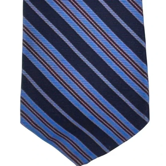Hudson's Men's Store Tie Blue Striped Executive‎ Collection Cavalry Twill