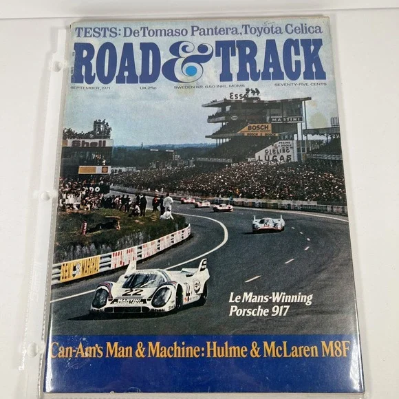 ROAD & TRACK MAGAZINE VOL. 23 #1 SEPTEMBER 1971 (VG) CAN-AM'S MAN AND MACHINE‎