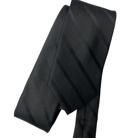Pierre‎ Cardin Men's Silk Tie Striped Black 100%silk