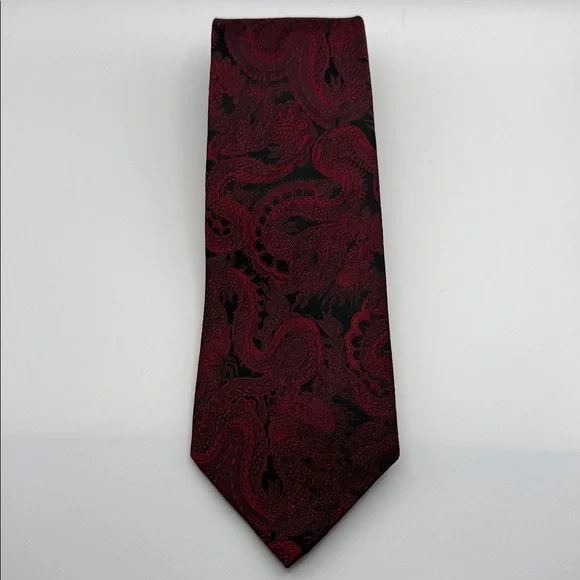 J.Ferrar Red and Black Dragon Mens , 100% Silk