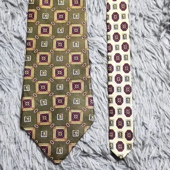 Tommy Hilfiger Tie Mens Silk Geometric Pattern‎ Made USA Italy Vintage Green