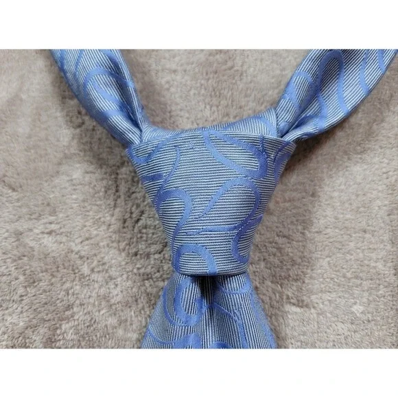 Ermenegildo Zegna Silk Tie Blue Silver Striped Abstract Paisley Made in Italy