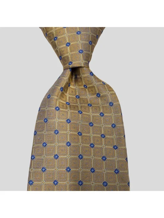 Robert Talbott Best Of Class yellow Gold  Jacquard Geometric Tie 3.3/4 x58