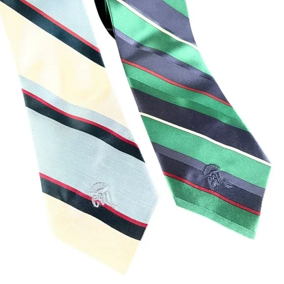 Countess Mara Sistine Silk Mens Vintage Ties Striped Crown Logo Retro Preppy