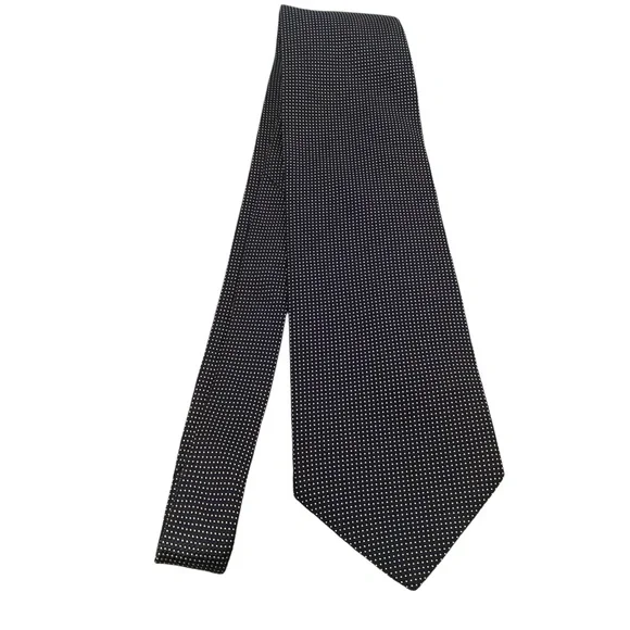 Bruno Piattelli Silk Tie Navy‎ Yellow Micro Dot Classic Made in USA