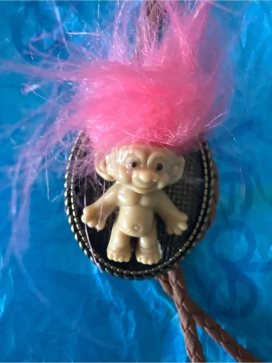 Pink-Haired Troll Pendant Necklace Bolo Tie