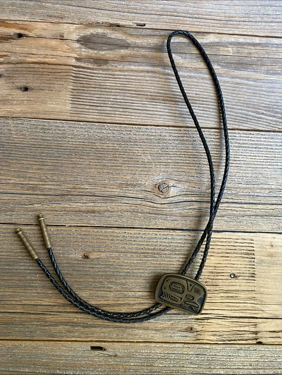 Vintage Pacific Northwest Brass Tlingit Bola Tie.
