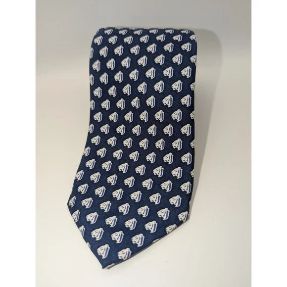 Vineyard Vines Custom Collection Blue White Cruise Ship Boat All Silk Tie USA