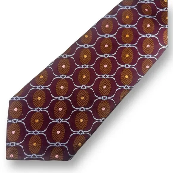 Robert Talbott Handsewn 100%‎ Silk Necktie Retro Mod Print Dark Jewel Tone