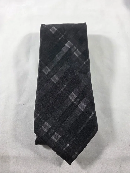 Calvin Klein Black & Charcoal Plaid Men's Tie