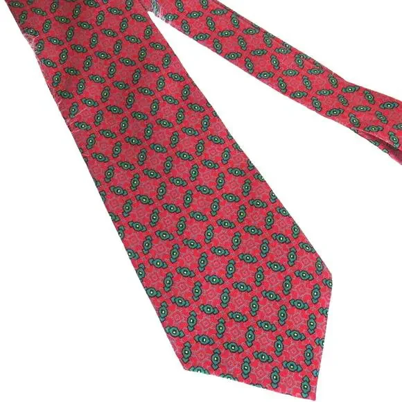 Vintage Nautica Holiday Red Green Silk Wreath Tie - Men's
