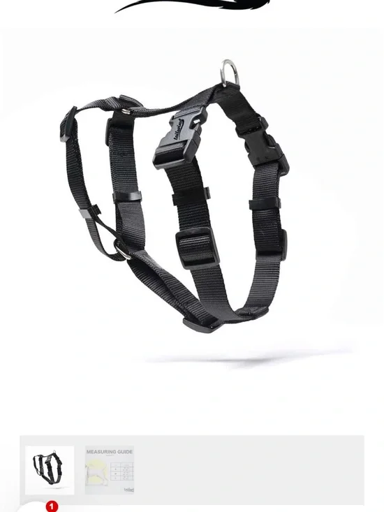 Adjustable Black Nylon Dog Harness with Quick-Release Buckles
