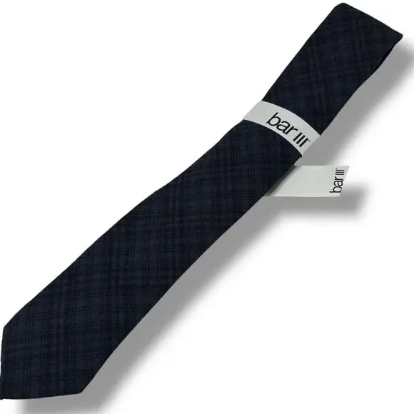 NWT Bar III Toto Plaid Navy Tie