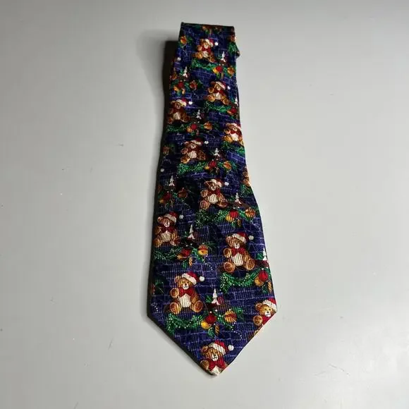 Robert Talbott Rodes Christmas Tie Teddy Bears Holiday Print‎ USA