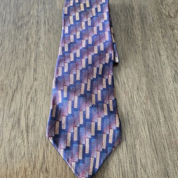VTG Resilio Repp‎ Tie Purple Red Gold Striped 100% Silk Made in USA 80s 90s