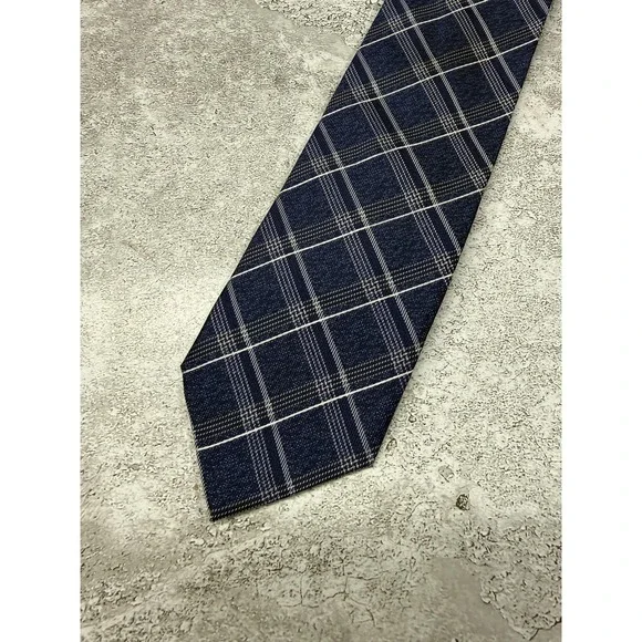 Bruno Piattelli Silk Tie Mens One Size Blue Plaid Slim Made In China Necktie‎
