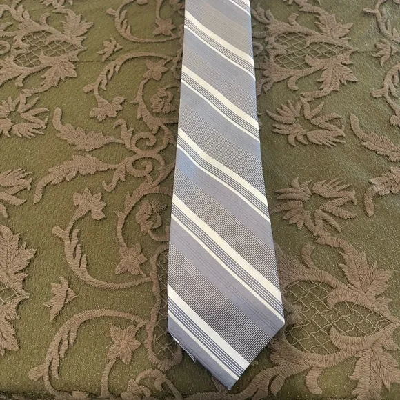 Calvin Klein Blue and White Striped‎ Tie