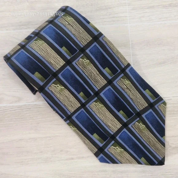 Jimmy V -Mark McGwire Collection Three, Blue & Gold 100% Silk Neck Tie 56