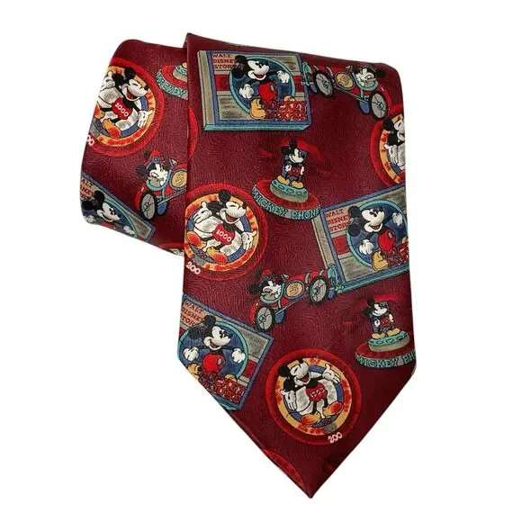 Vintage Mickey Unlimited Men's‎ Necktie Mickey Mouse Car Telephone Made In Korea