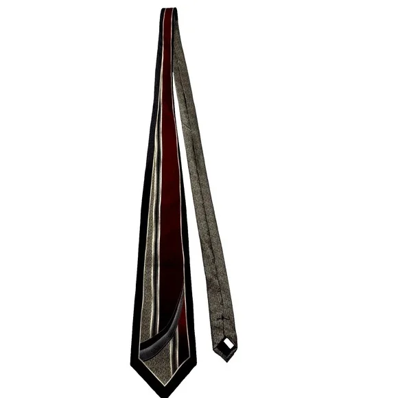 Tie, Pierre Cardin Long ABSTRACT Wave Frame Navy Grey Wine‎ Gold Import SILK USA