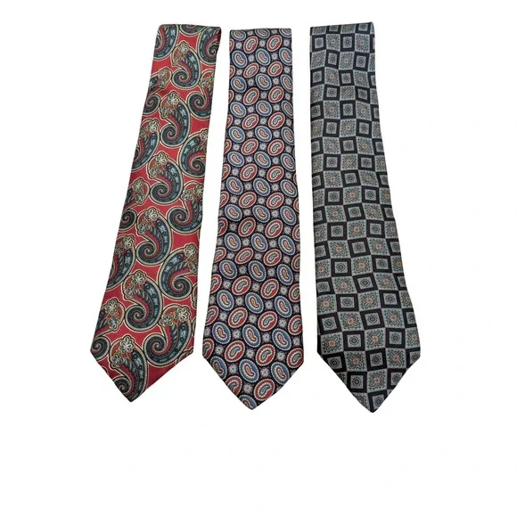 Vintage Lot of 3 Liberty of London Neckties Ties 100% Silk Paisley Made‎ in USA