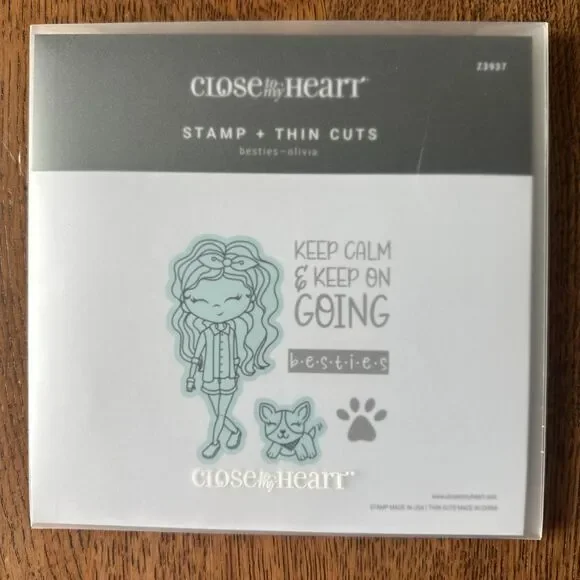 Close To My Heart Stamp & Thin Cuts Besties Olivia die set dog puppy friends