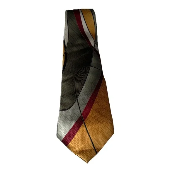 Irvine Park Men's‎ Brown/Green/Gold Silk Tie 59