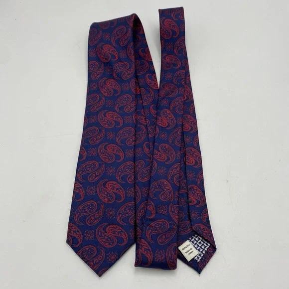 Jos‎ A Bank 1905 Mens Woven 100% Silk Neck Tie Blue Red Paisley New