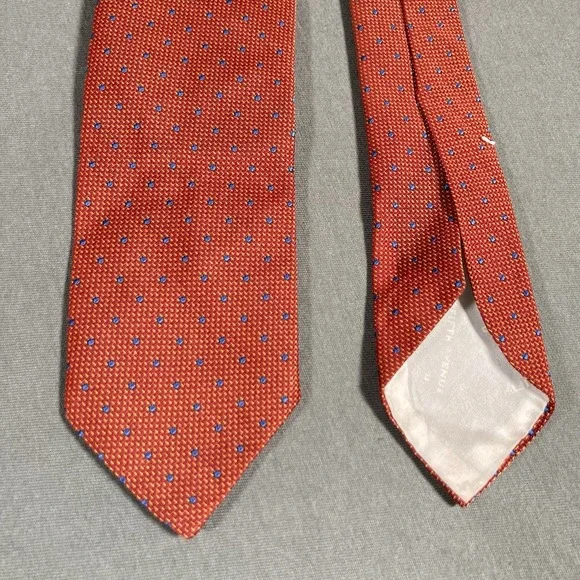 Saks Fifth Avenue‎ Mens Tie Red Multicolor Designer Silk Classic Necktie