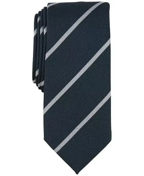 $55 Alfani Men's Tie Tracey Stripe Necktie Hunter Green NWT