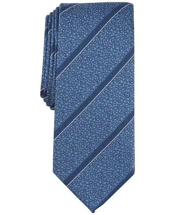 $55 Alfani Mens Necktie Slim Stripe Tie Indigo Blue NWT