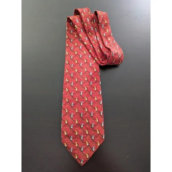 Robert Talbott Studio Tie Red Paisley Pepper Textured‎ Silk USA Made 56